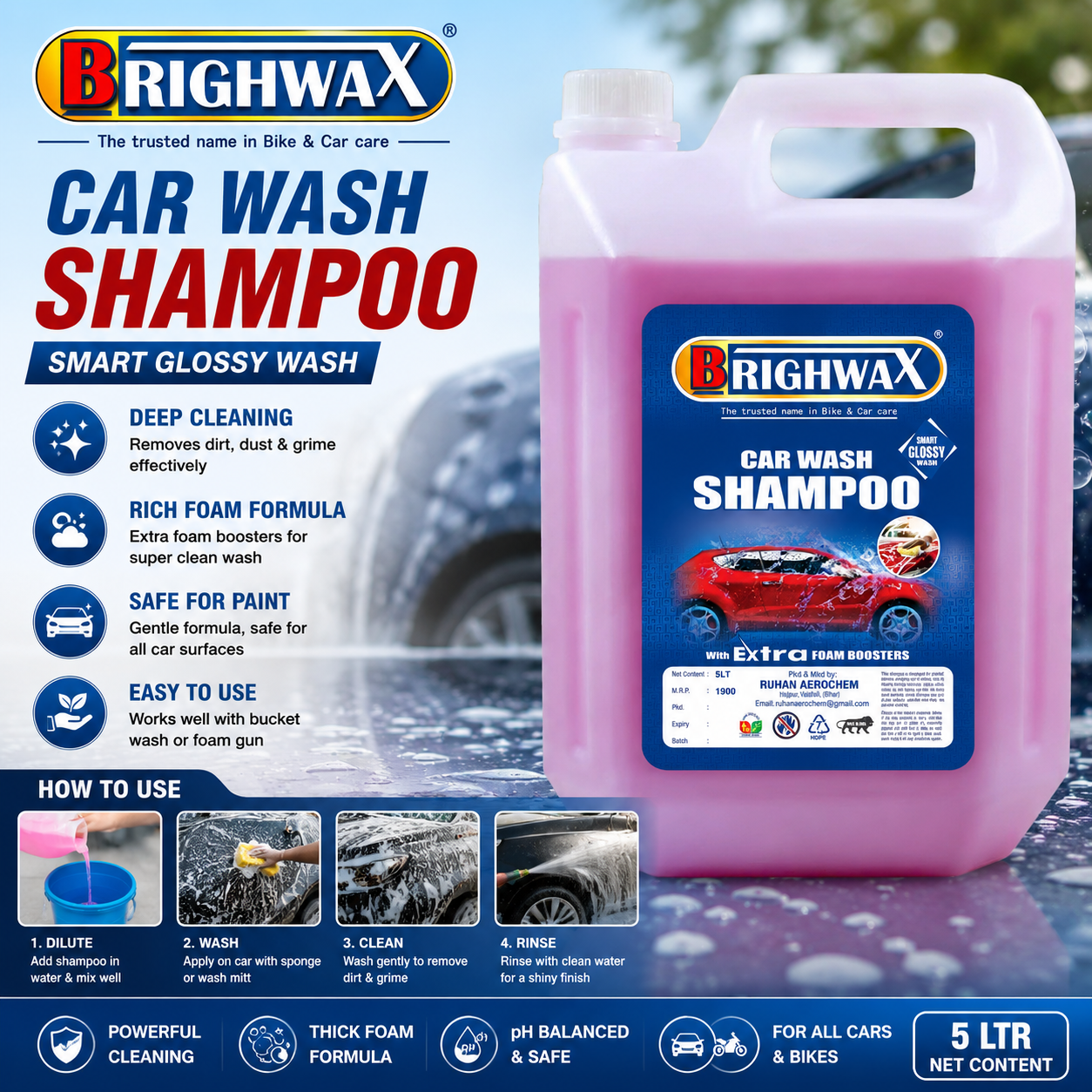 BRIGHWAX Car Shampoo – High Foam Deep Clean - View 2